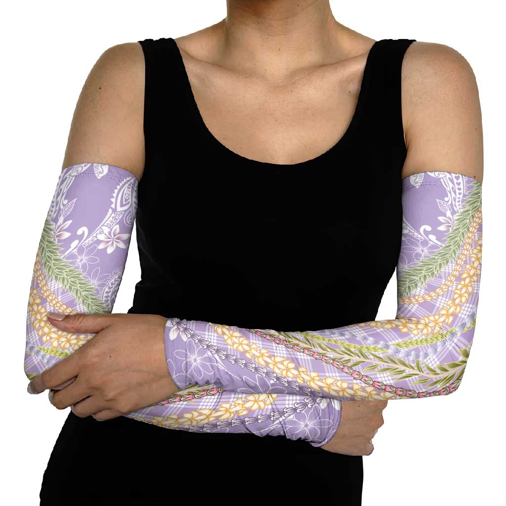 Purple Palaka Hawaii Leis Arm Sleeves Hawaiian-plaid Elegant Tropical Vibes - Polynesian Pride