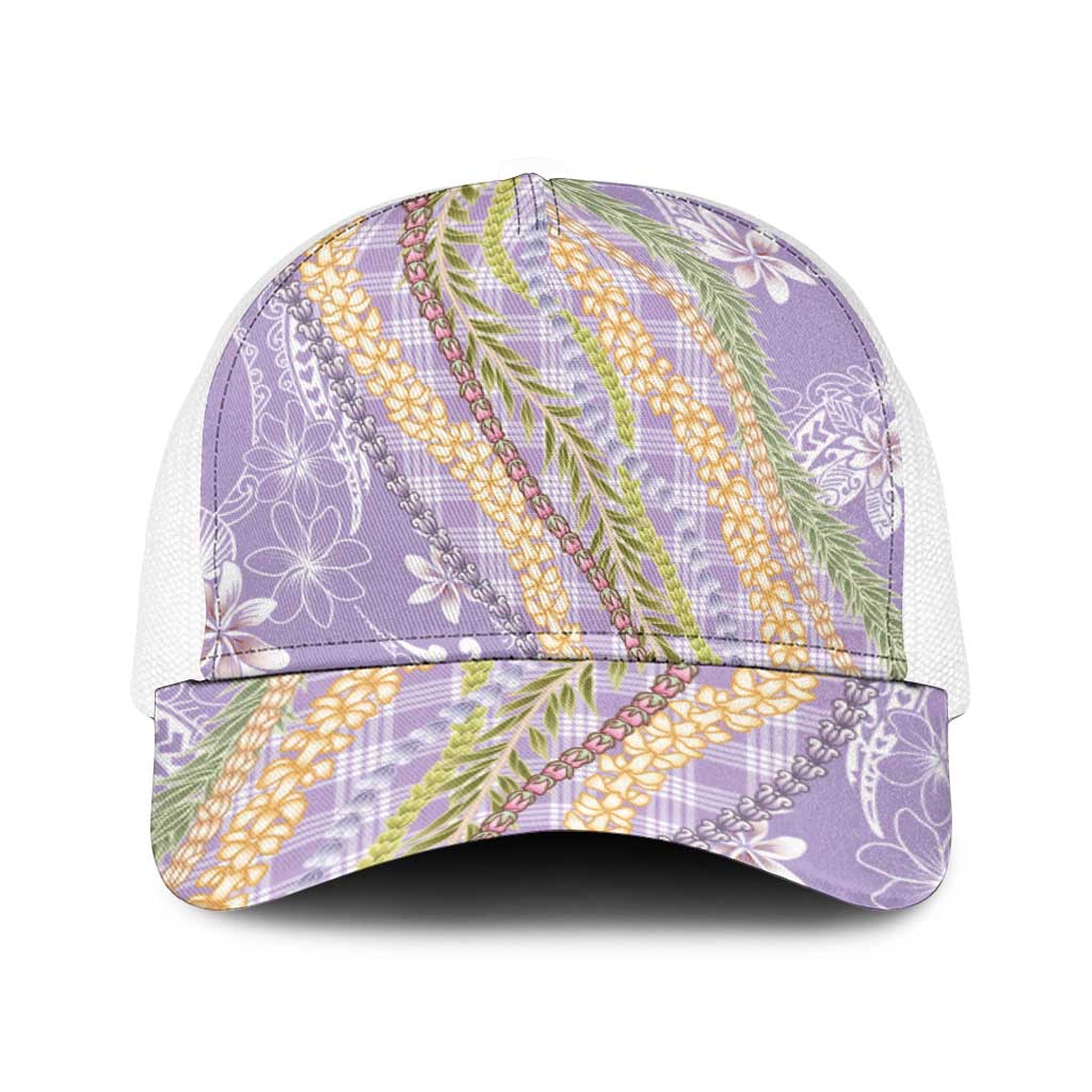 Purple Palaka Hawaii Leis Baseball Net Cap Hawaiian-plaid Elegant Tropical Vibes - Polynesian Pride