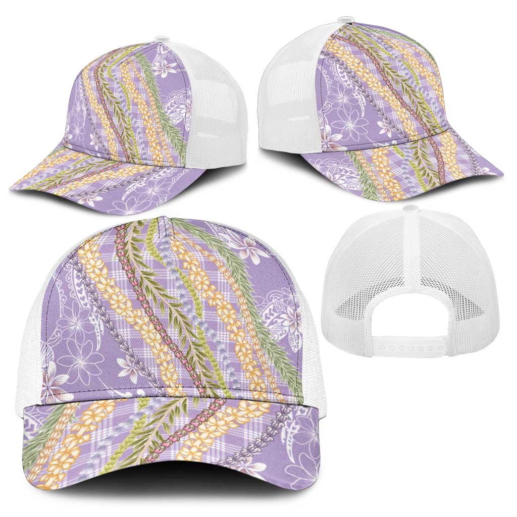 Purple Palaka Hawaii Leis Baseball Net Cap Hawaiian-plaid Elegant Tropical Vibes - Polynesian Pride
