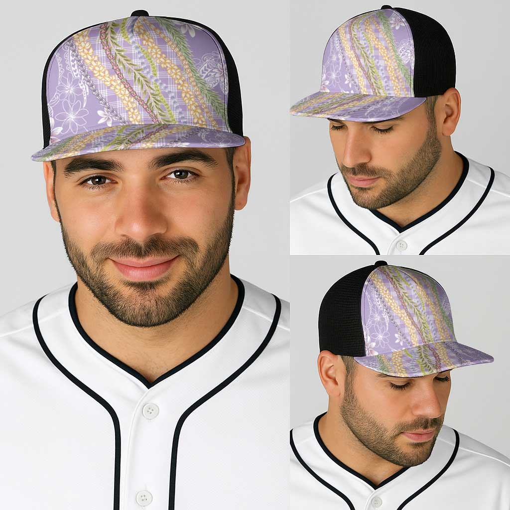 Purple Palaka Hawaii Leis Baseball Net Cap Hawaiian-plaid Elegant Tropical Vibes - Polynesian Pride