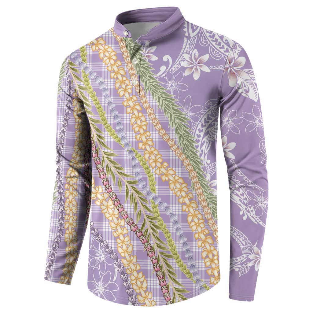 Purple Palaka Hawaii Leis Button Sweatshirt Hawaiian-plaid Elegant Tropical Vibes - Polynesian Pride