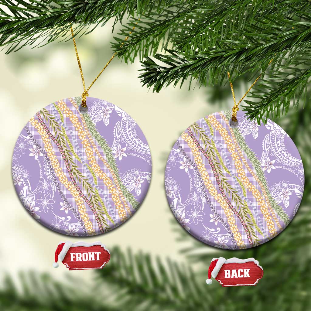 Purple Palaka Hawaii Leis Ceramic Ornament Hawaiian-plaid Elegant Tropical Vibes - Polynesian Pride