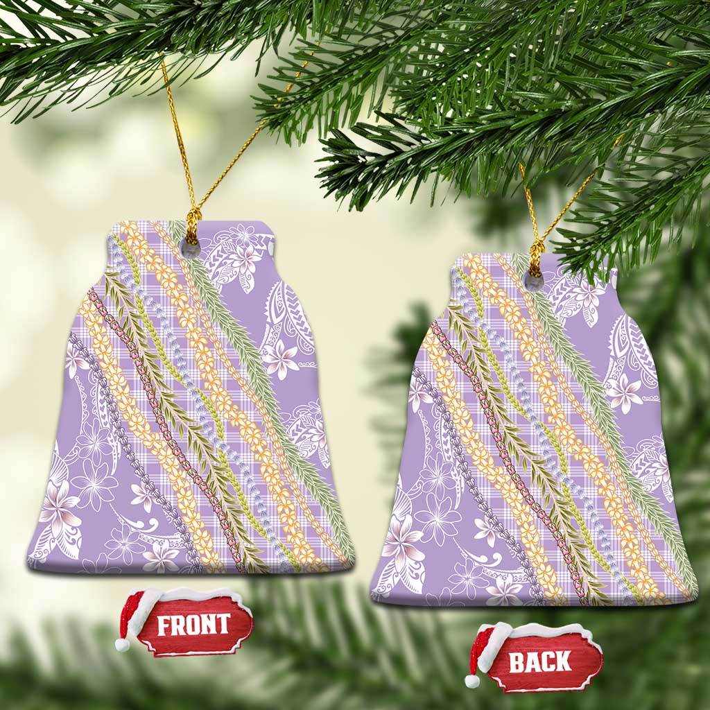 Purple Palaka Hawaii Leis Ceramic Ornament Hawaiian-plaid Elegant Tropical Vibes - Polynesian Pride