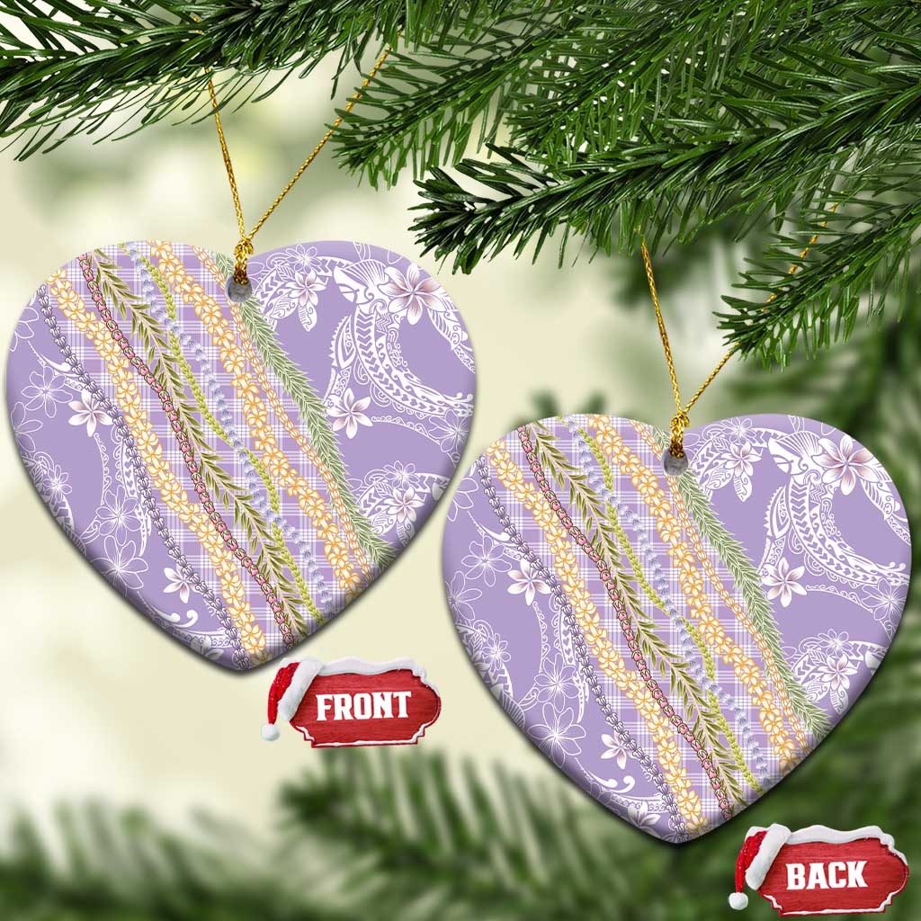 Purple Palaka Hawaii Leis Ceramic Ornament Hawaiian-plaid Elegant Tropical Vibes - Polynesian Pride