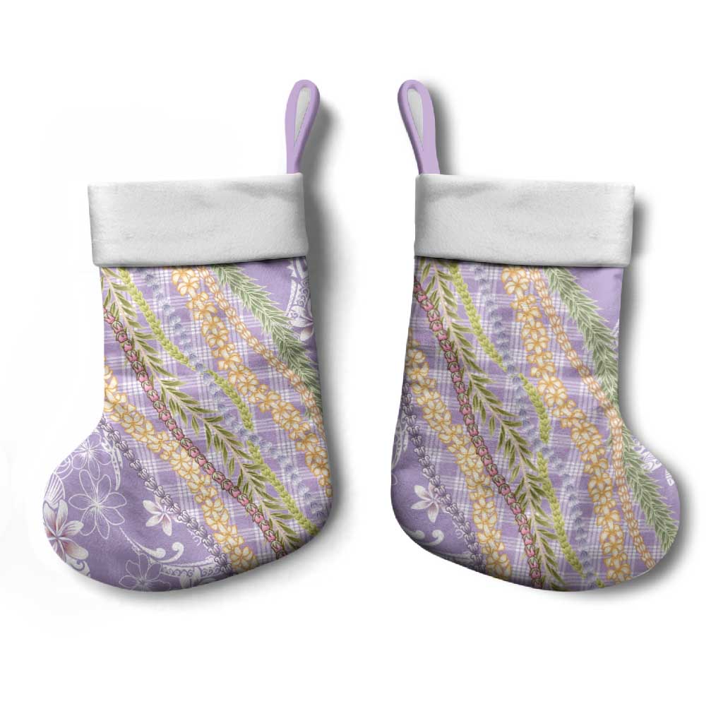 Purple Palaka Hawaii Leis Christmas Stocking Hawaiian-plaid Elegant Tropical Vibes - Polynesian Pride