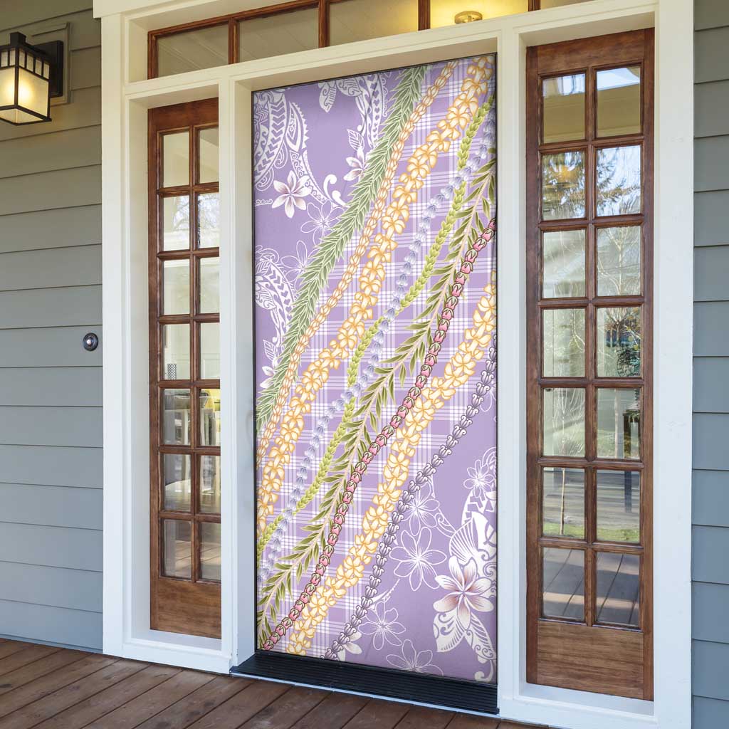 Purple Palaka Hawaii Leis Door Cover Hawaiian-plaid Elegant Tropical Vibes - Polynesian Pride