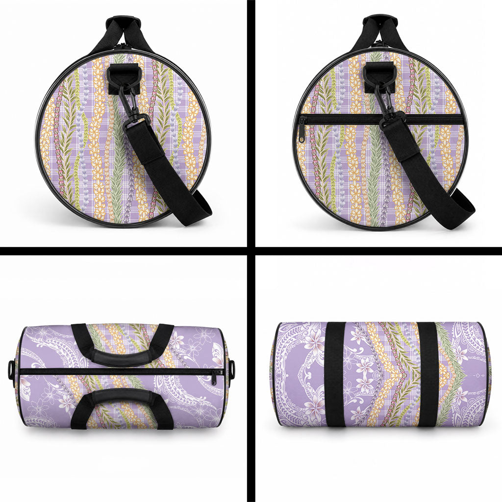Purple Palaka Hawaii Leis Duffle Bag Hawaiian-plaid Elegant Tropical Vibes