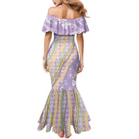 Purple Palaka Hawaii Leis Family Matching Mermaid Dress and Hawaiian Shirt Hawaiian-plaid Elegant Tropical Vibes - Polynesian Pride