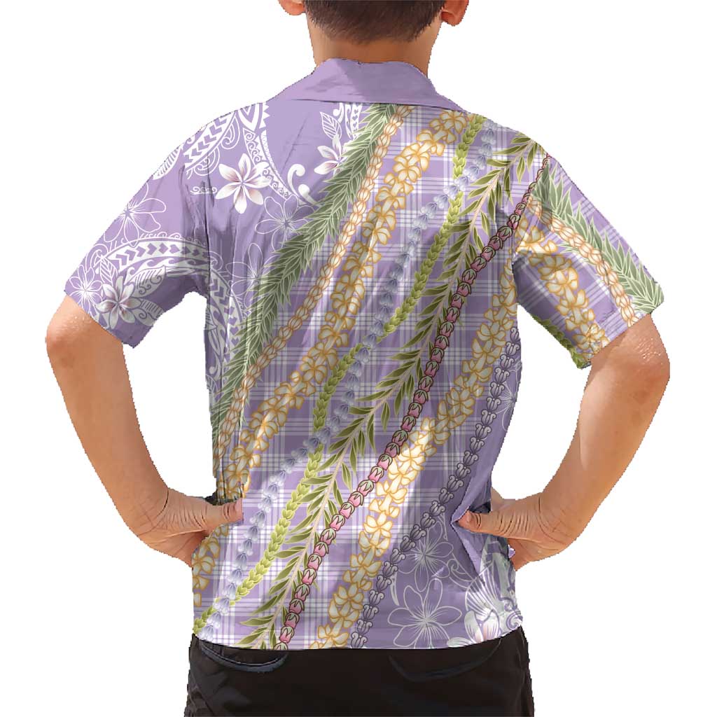 Purple Palaka Hawaii Leis Family Matching Puletasi and Hawaiian Shirt Hawaiian-plaid Elegant Tropical Vibes - Polynesian Pride