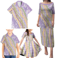 Purple Palaka Hawaii Leis Family Matching Puletasi and Hawaiian Shirt Hawaiian-plaid Elegant Tropical Vibes - Polynesian Pride