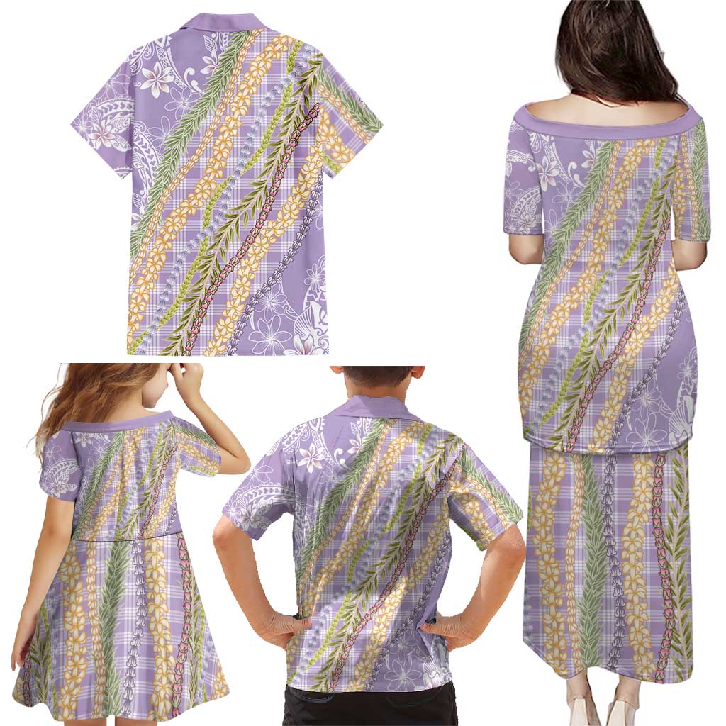 Purple Palaka Hawaii Leis Family Matching Puletasi and Hawaiian Shirt Hawaiian-plaid Elegant Tropical Vibes - Polynesian Pride