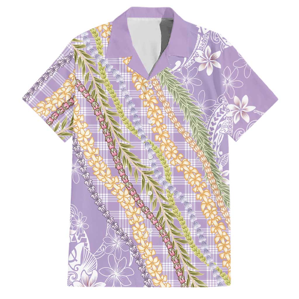 Purple Palaka Hawaii Leis Family Matching Puletasi and Hawaiian Shirt Hawaiian-plaid Elegant Tropical Vibes - Polynesian Pride