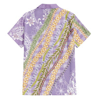 Purple Palaka Hawaii Leis Family Matching Puletasi and Hawaiian Shirt Hawaiian-plaid Elegant Tropical Vibes - Polynesian Pride
