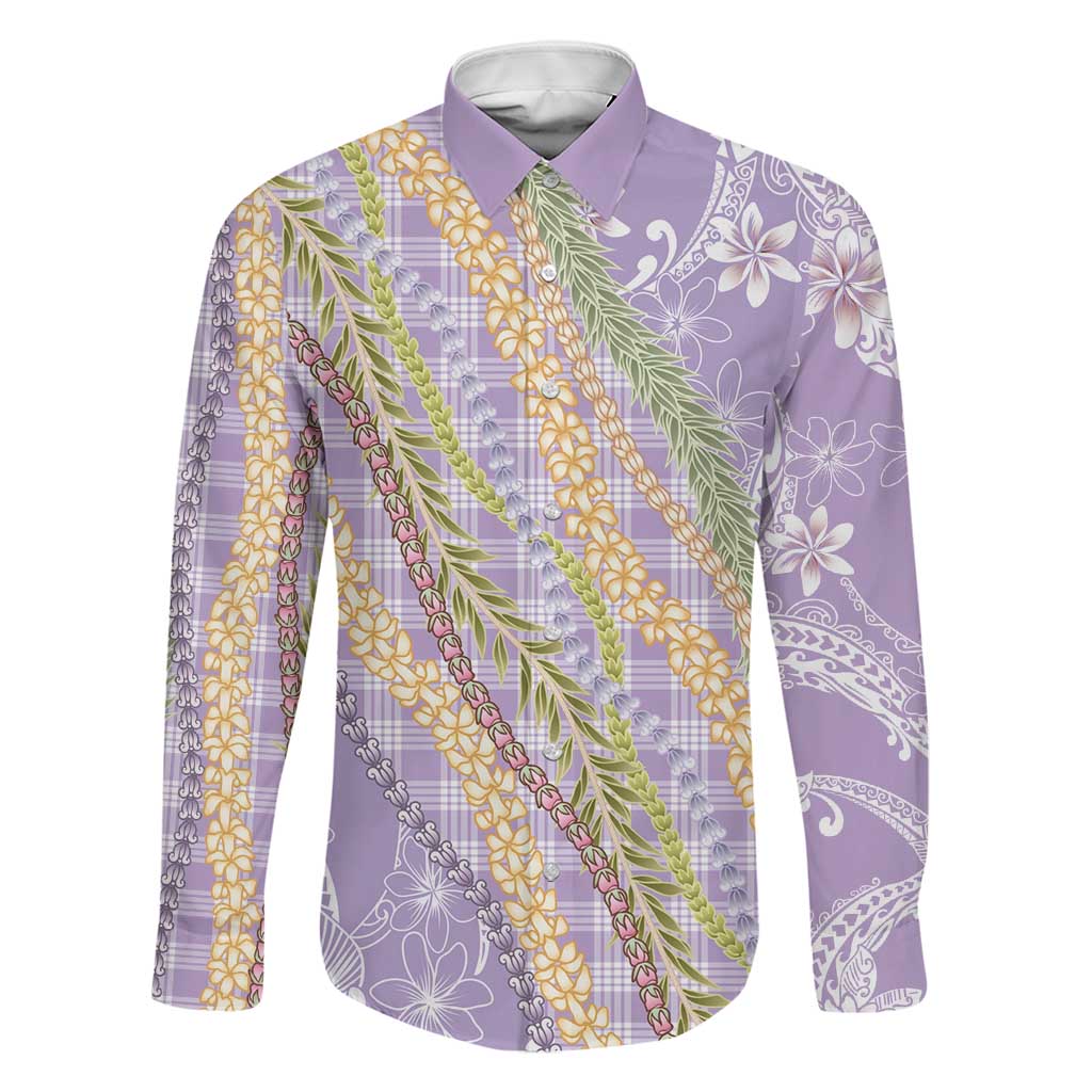 Purple Palaka Hawaii Leis Family Matching Puletasi and Hawaiian Shirt Hawaiian-plaid Elegant Tropical Vibes - Polynesian Pride
