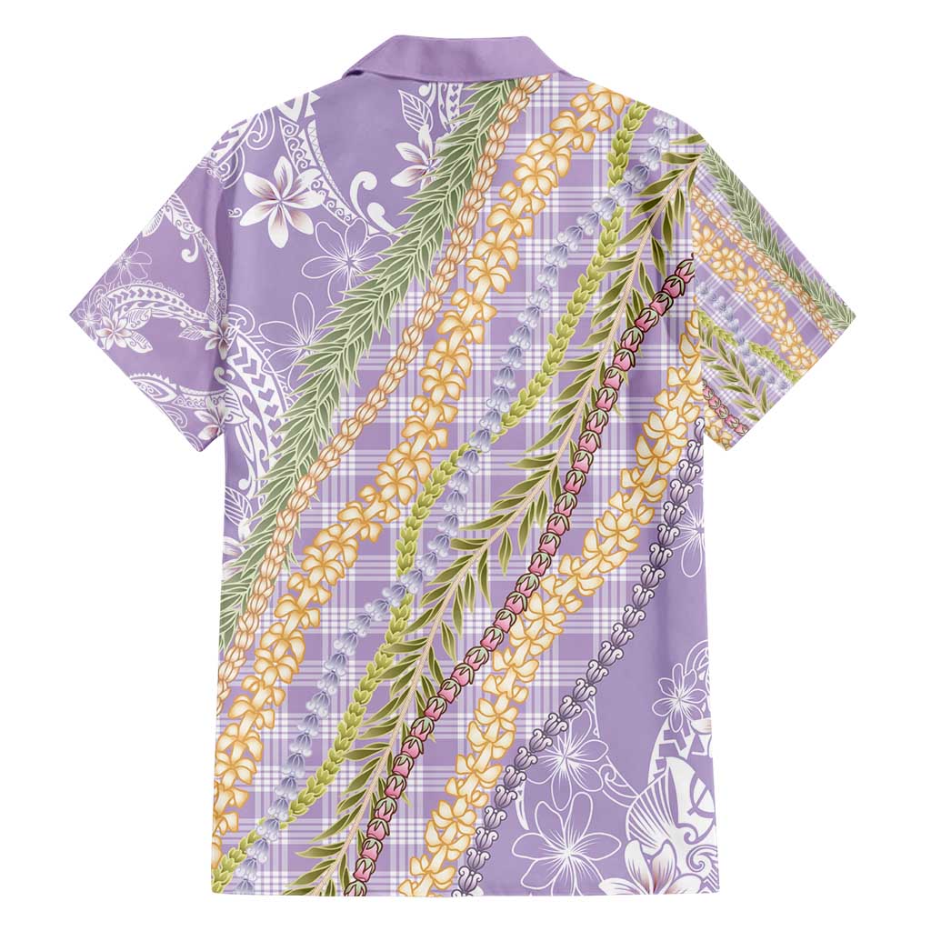 Purple Palaka Hawaii Leis Family Matching Short Sleeve Bodycon Dress and Hawaiian Shirt Hawaiian-plaid Elegant Tropical Vibes - Polynesian Pride