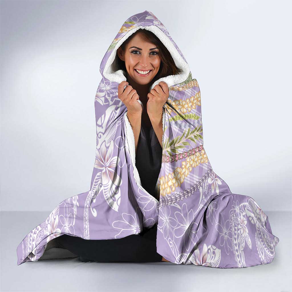 Purple Palaka Hawaii Leis Hooded Blanket Hawaiian-plaid Elegant Tropical Vibes - Polynesian Pride