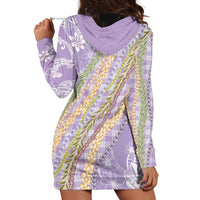 Purple Palaka Hawaii Leis Hoodie Dress Hawaiian-plaid Elegant Tropical Vibes - Polynesian Pride