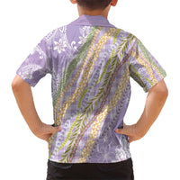 Purple Palaka Hawaii Leis Kid Hawaiian Shirt Hawaiian-plaid Elegant Tropical Vibes - Polynesian Pride