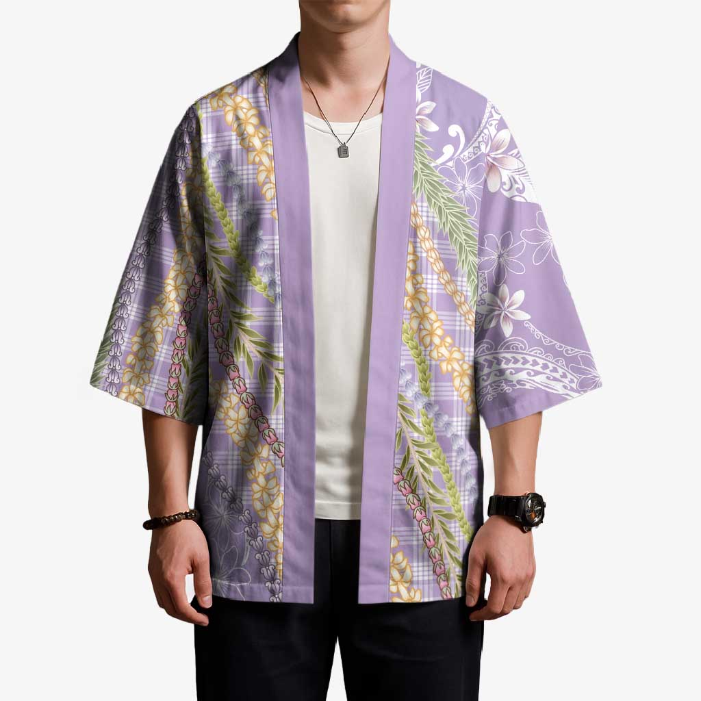 Purple Palaka Hawaii Leis Kimono Hawaiian-plaid Elegant Tropical Vibes - Polynesian Pride
