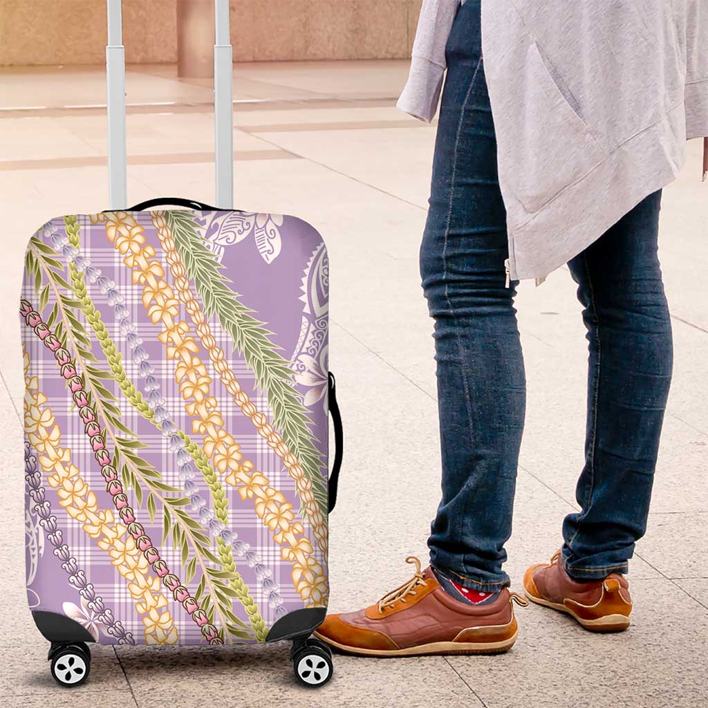 Purple Palaka Hawaii Leis Luggage Cover Hawaiian-plaid Elegant Tropical Vibes - Polynesian Pride