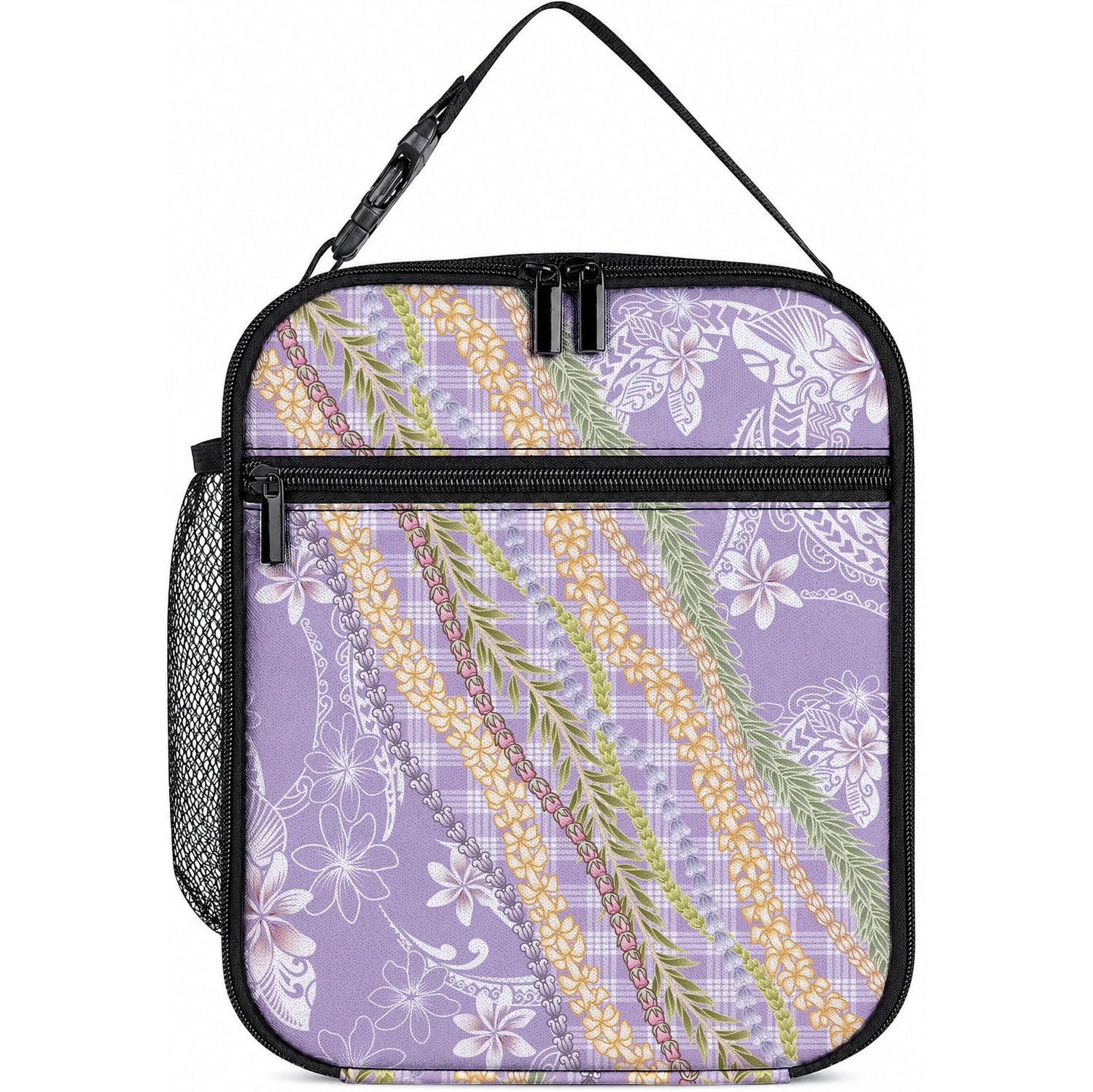 Purple Palaka Hawaii Leis Lunch Bag Hawaiian-plaid Elegant Tropical Vibes