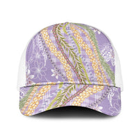 Purple Palaka Hawaii Leis Mesh Trucker Cap Hawaiian-plaid Elegant Tropical Vibes - Polynesian Pride