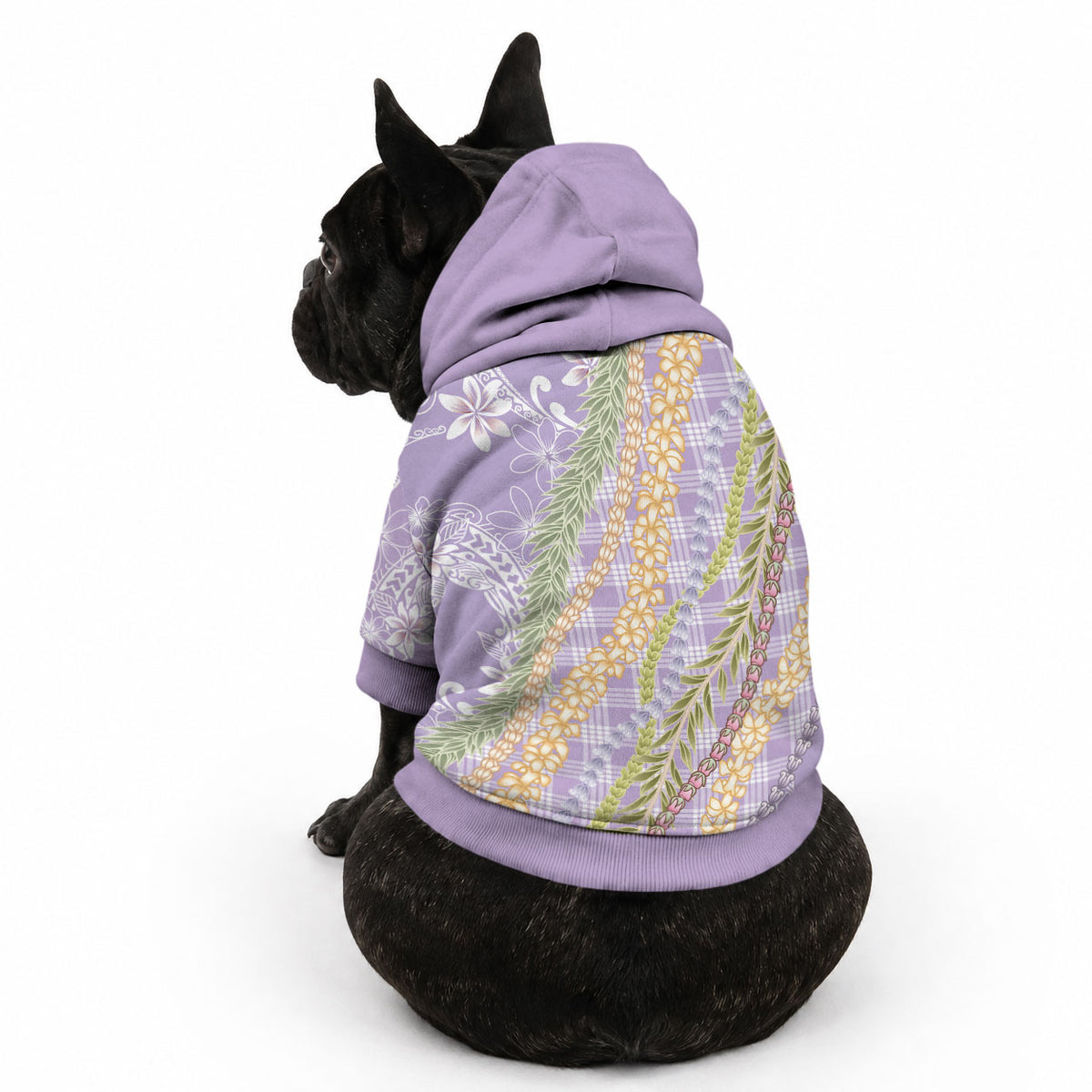 Purple Palaka Hawaii Leis Pet Hoodie Hawaiian-plaid Elegant Tropical Vibes