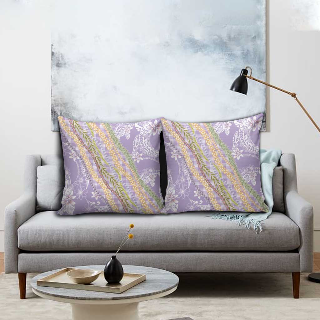 Purple Palaka Hawaii Leis Pillow Cover Hawaiian-plaid Elegant Tropical Vibes - Polynesian Pride