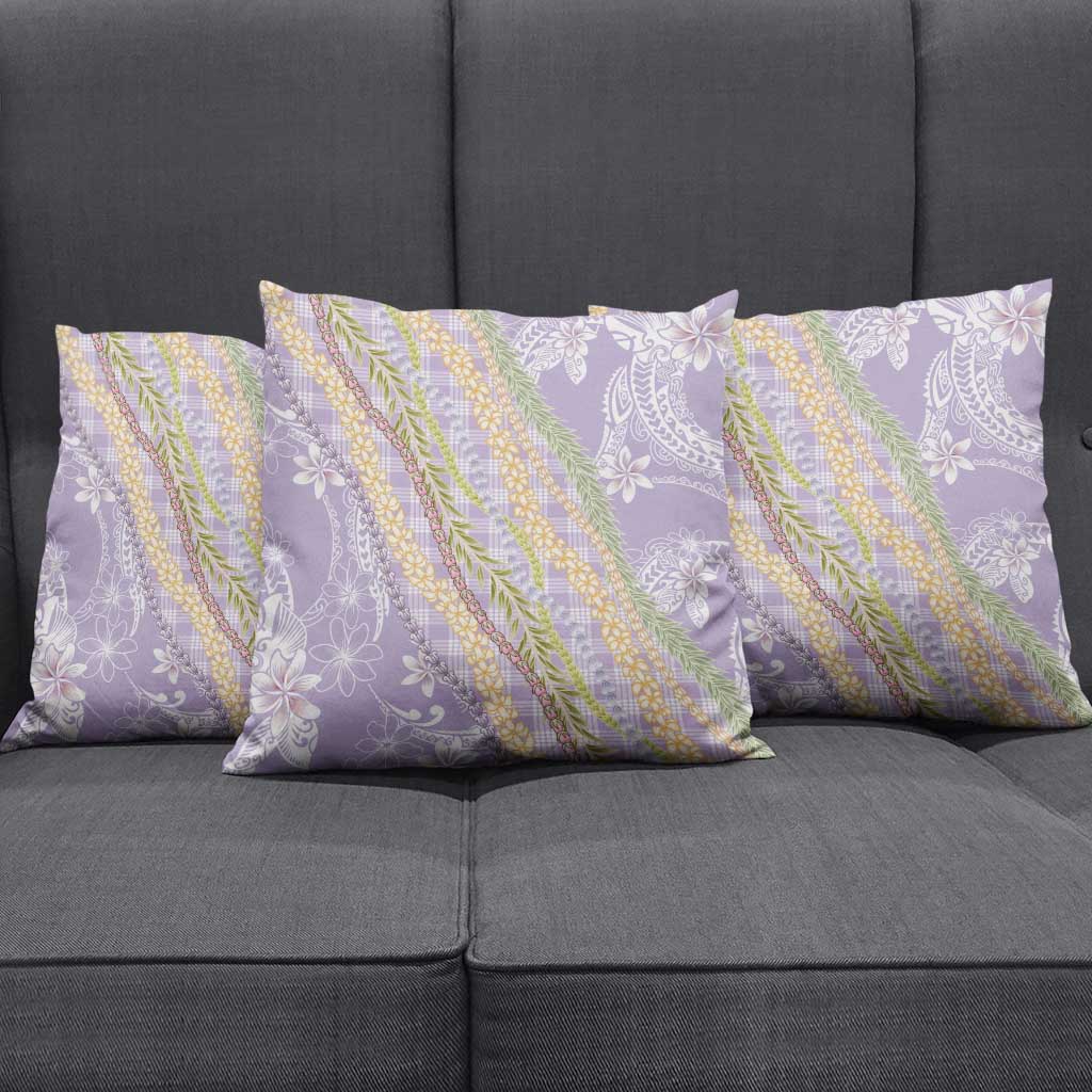 Purple Palaka Hawaii Leis Pillow Cover Hawaiian-plaid Elegant Tropical Vibes - Polynesian Pride