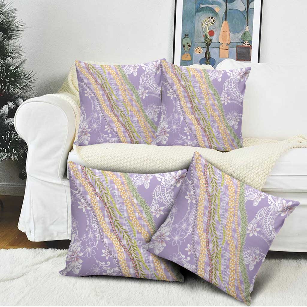 Purple Palaka Hawaii Leis Pillow Cover Hawaiian-plaid Elegant Tropical Vibes - Polynesian Pride
