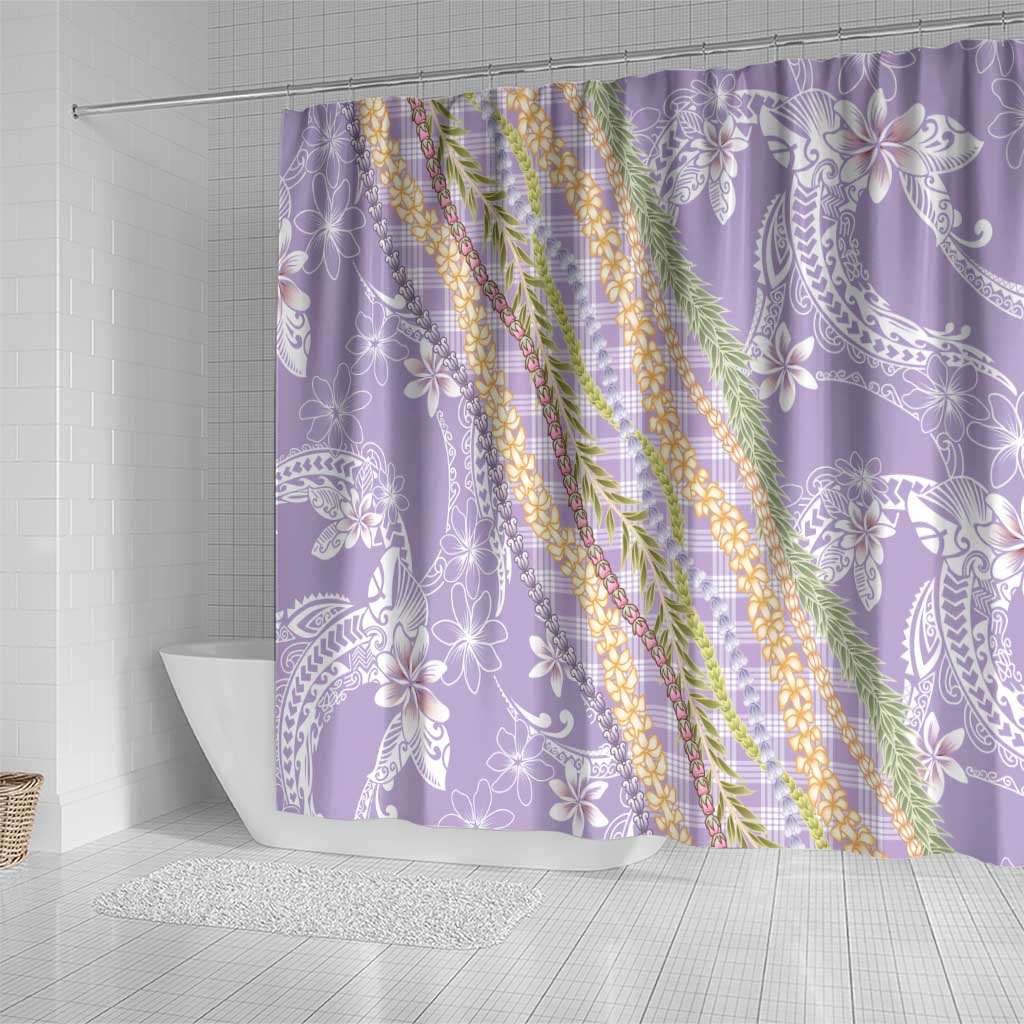 Purple Palaka Hawaii Leis Shower Curtain Hawaiian-plaid Elegant Tropical Vibes - Polynesian Pride