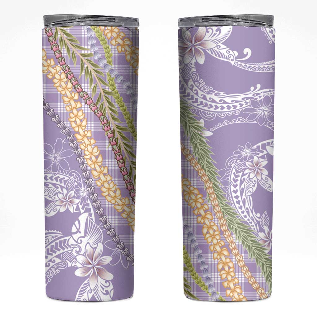 Purple Palaka Hawaii Leis Skinny Tumbler Hawaiian-plaid Elegant Tropical Vibes - Polynesian Pride