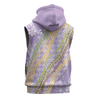 Purple Palaka Hawaii Leis Sleeveless Hoodie Hawaiian-plaid Elegant Tropical Vibes - Polynesian Pride