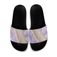 Purple Palaka Hawaii Leis Slide Sandals Hawaiian-plaid Elegant Tropical Vibes LT14 Purple - Polynesian Pride