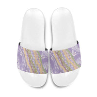Purple Palaka Hawaii Leis Slide Sandals Hawaiian-plaid Elegant Tropical Vibes LT14 Purple - Polynesian Pride