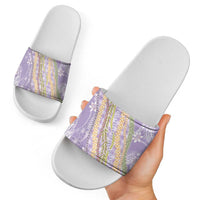 Purple Palaka Hawaii Leis Slide Sandals Hawaiian-plaid Elegant Tropical Vibes LT14 - Polynesian Pride