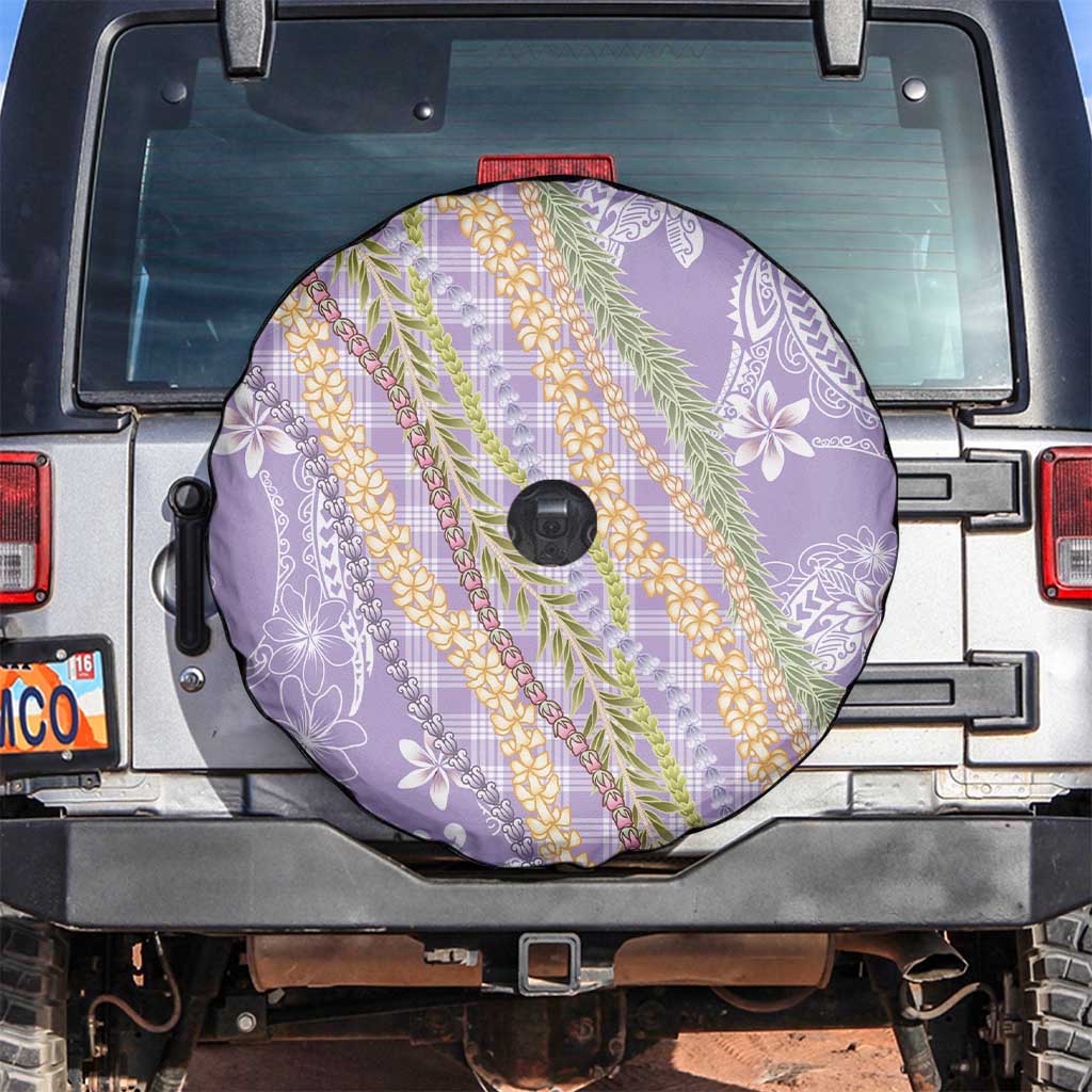 Purple Palaka Hawaii Leis Spare Tire Cover Hawaiian-plaid Elegant Tropical Vibes - Polynesian Pride