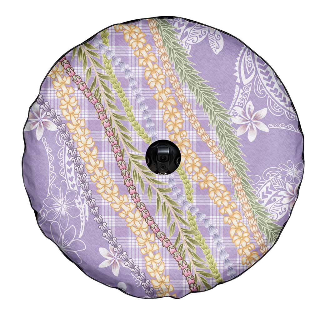 Purple Palaka Hawaii Leis Spare Tire Cover Hawaiian-plaid Elegant Tropical Vibes - Polynesian Pride