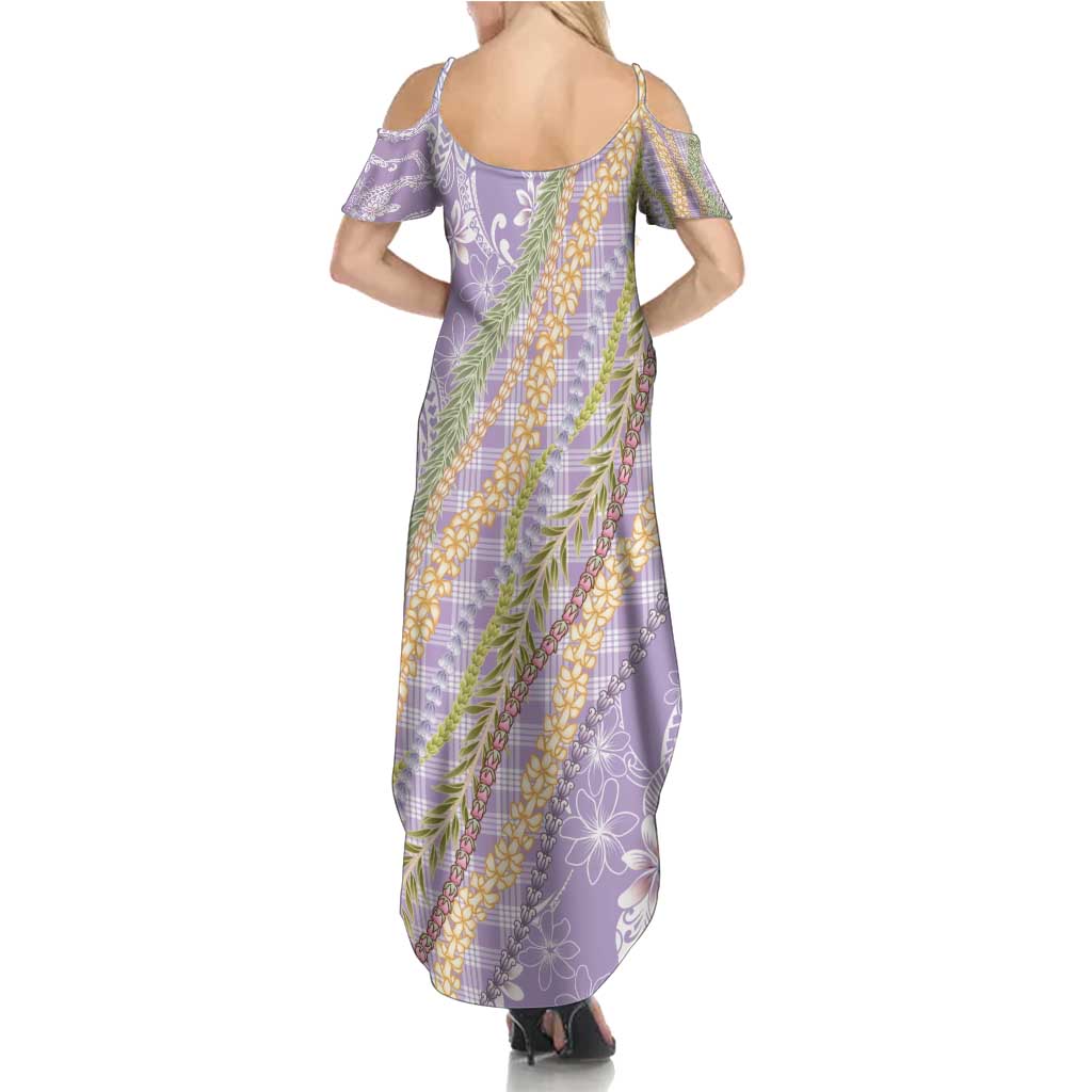 Purple Palaka Hawaii Leis Summer Maxi Dress Hawaiian-plaid Elegant Tropical Vibes - Polynesian Pride