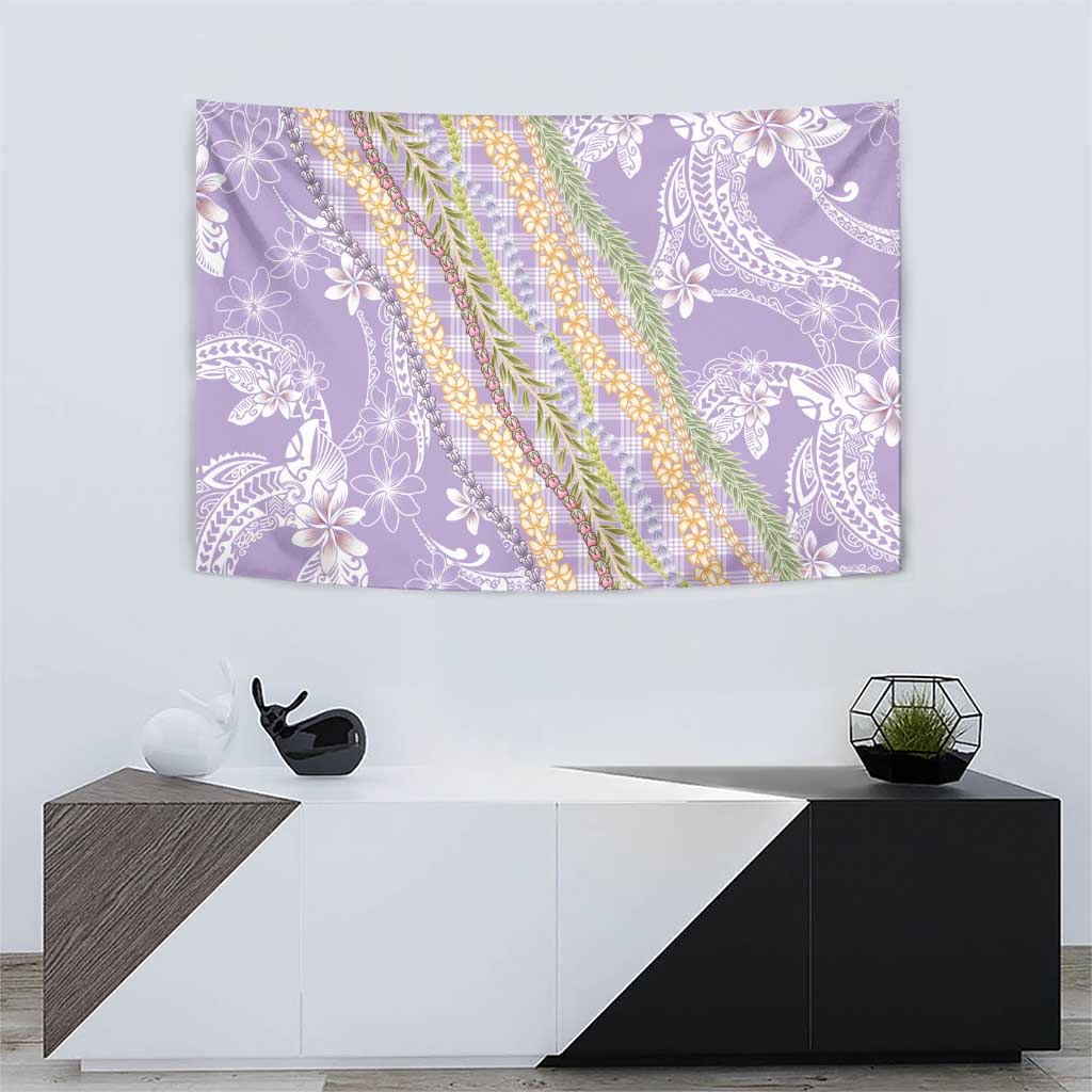Purple Palaka Hawaii Leis Tapestry Hawaiian-plaid Elegant Tropical Vibes - Polynesian Pride