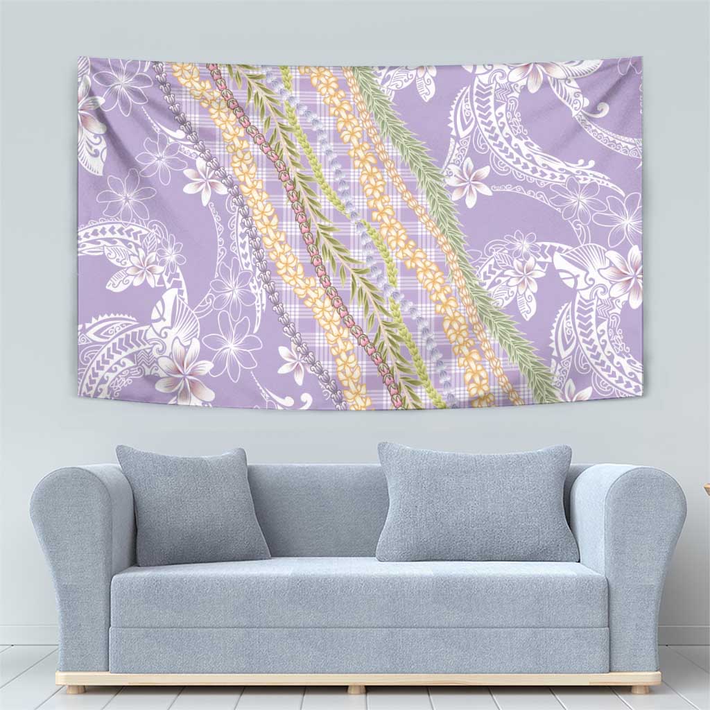 Purple Palaka Hawaii Leis Tapestry Hawaiian-plaid Elegant Tropical Vibes - Polynesian Pride