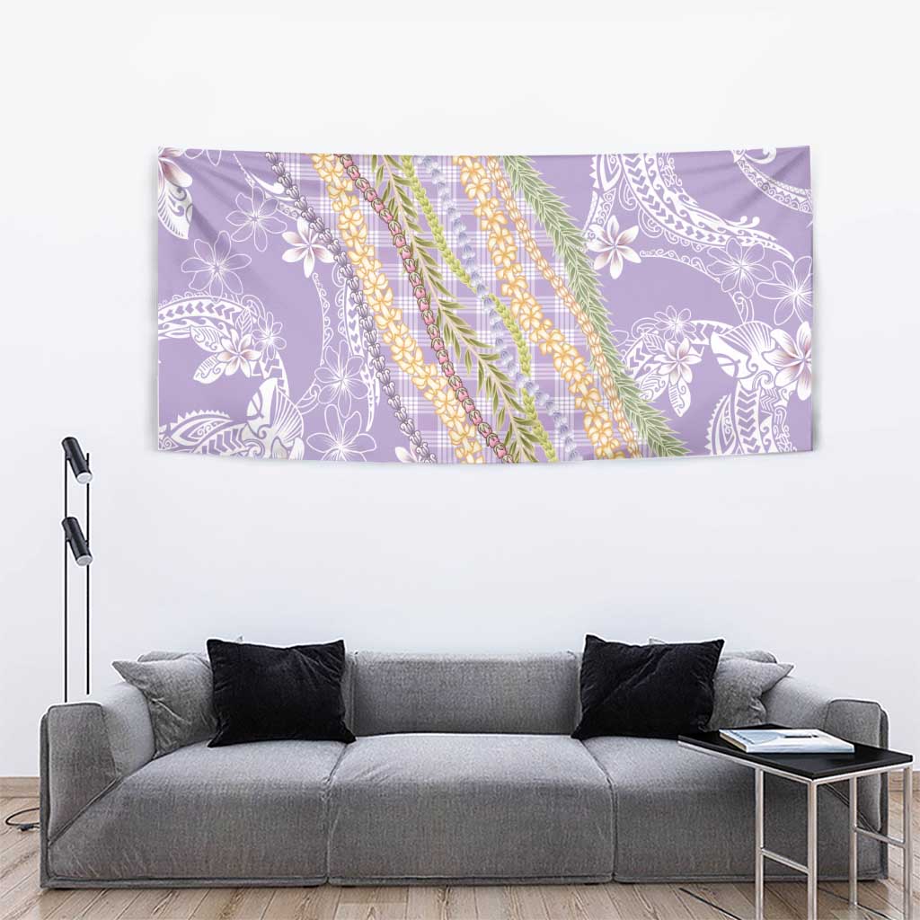 Purple Palaka Hawaii Leis Tapestry Hawaiian-plaid Elegant Tropical Vibes - Polynesian Pride