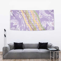 Purple Palaka Hawaii Leis Tapestry Hawaiian-plaid Elegant Tropical Vibes - Polynesian Pride