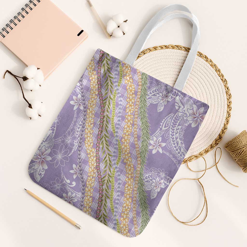 Purple Palaka Hawaii Leis Tote Bag Hawaiian-plaid Elegant Tropical Vibes - Polynesian Pride