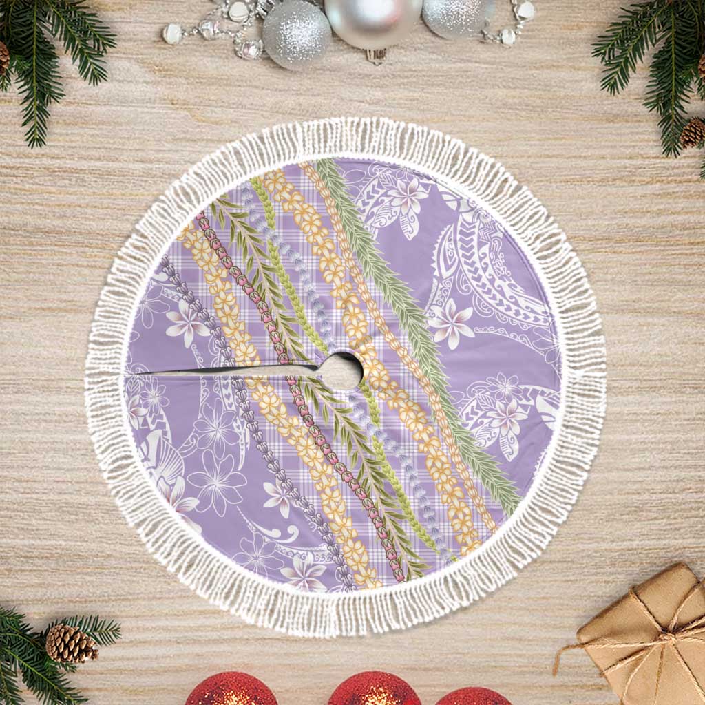 Purple Palaka Hawaii Leis Tree Skirt Hawaiian-plaid Elegant Tropical Vibes - Polynesian Pride