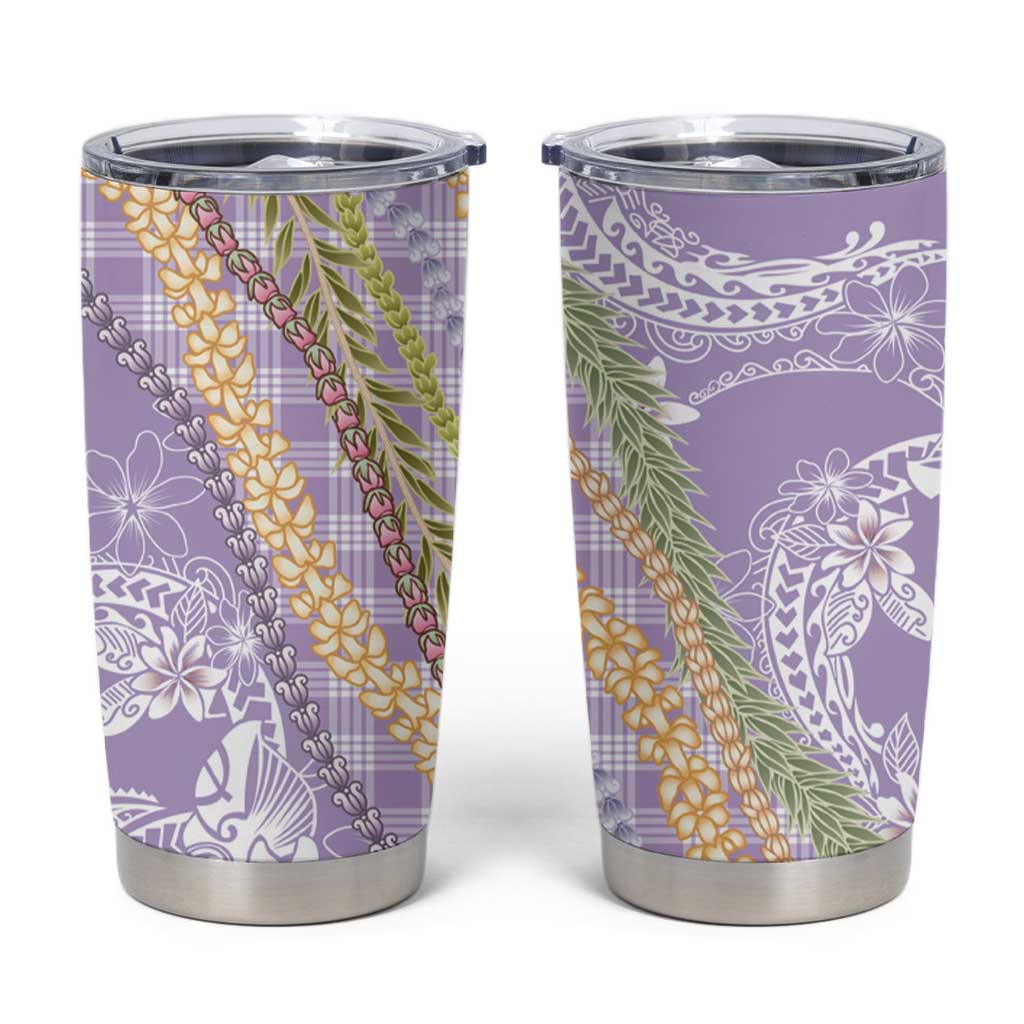 Purple Palaka Hawaii Leis Tumbler Cup Hawaiian-plaid Elegant Tropical Vibes - Polynesian Pride