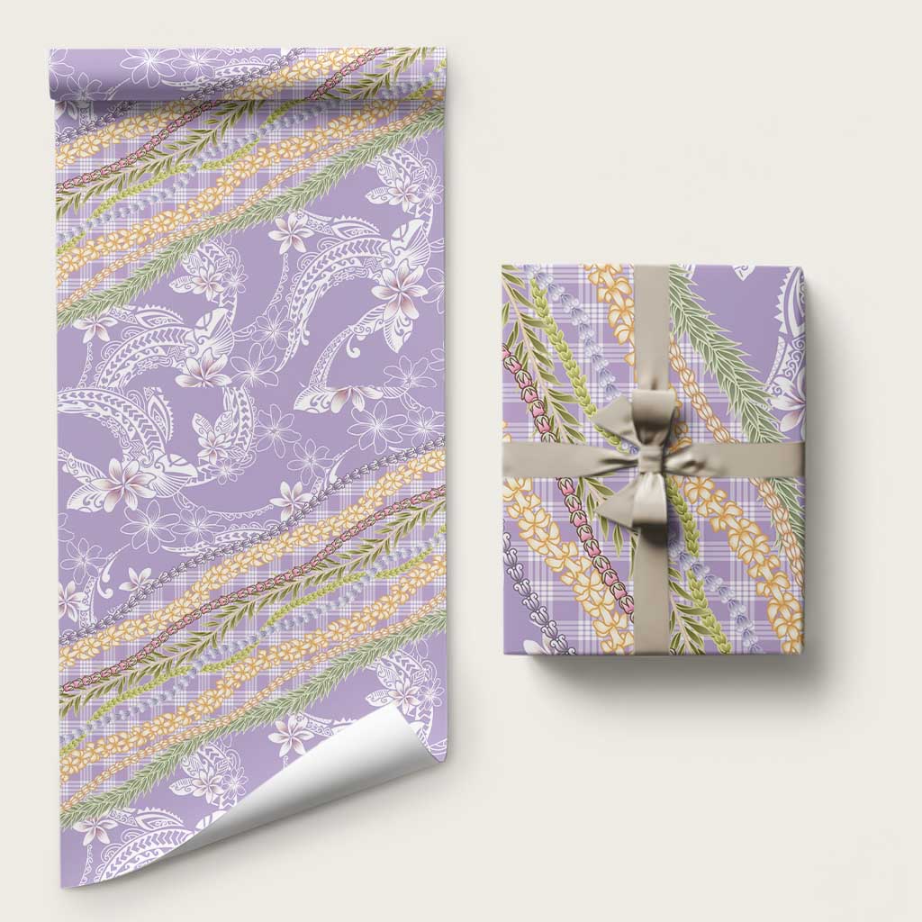 Purple Palaka Hawaii Leis Wrapping Paper Hawaiian-plaid Elegant Tropical Vibes - Polynesian Pride