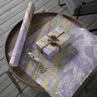 Purple Palaka Hawaii Leis Wrapping Paper Hawaiian-plaid Elegant Tropical Vibes - Polynesian Pride