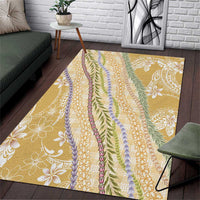 Yellow Palaka Hawaii Leis Area Rug Hawaiian-plaid Elegant Tropical Vibes - Polynesian Pride