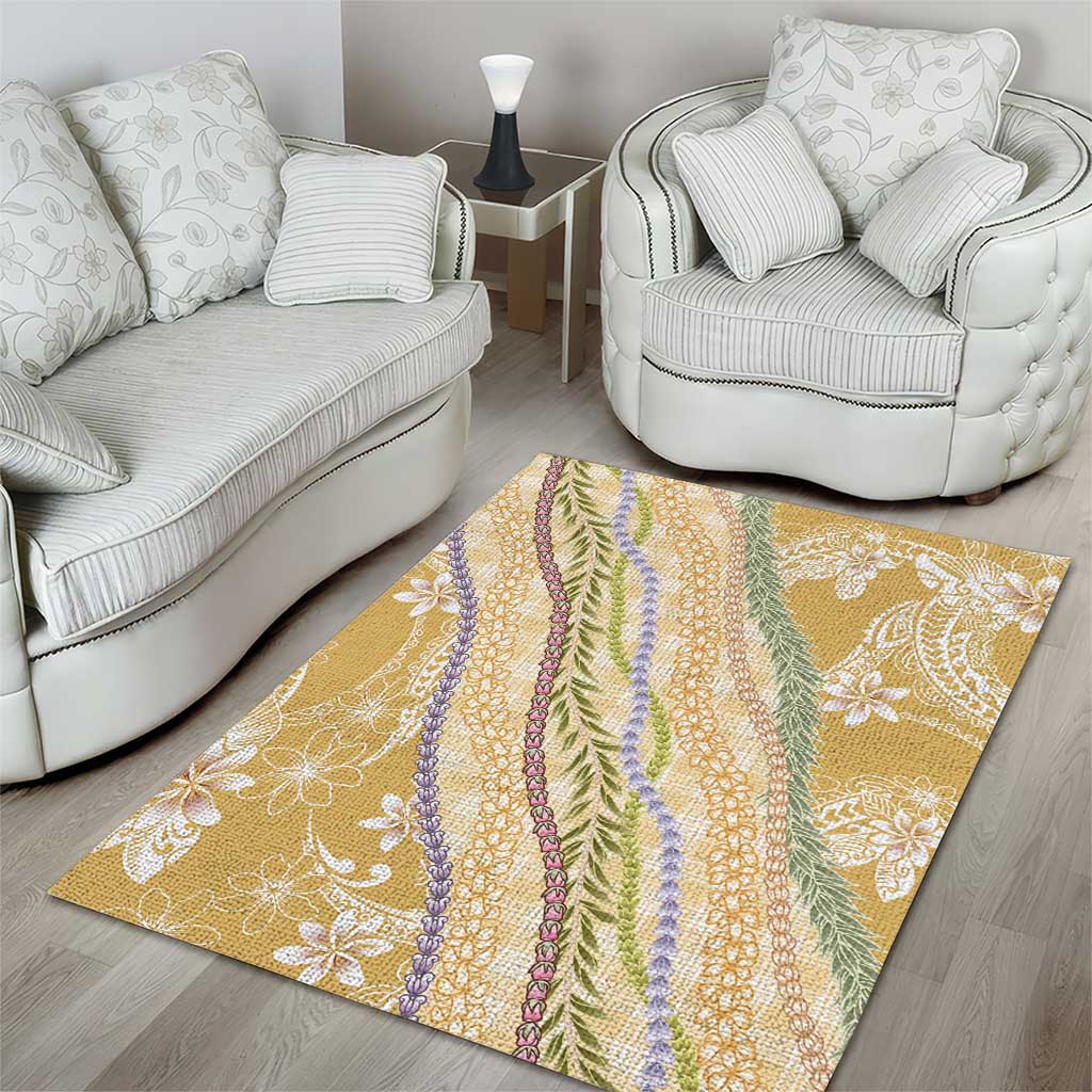 Yellow Palaka Hawaii Leis Area Rug Hawaiian-plaid Elegant Tropical Vibes - Polynesian Pride
